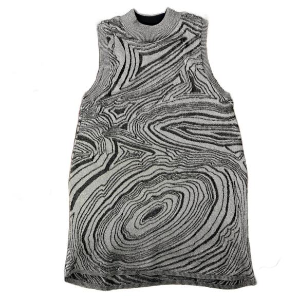 By ANTHROPOLOGIE Metallic Sleeveless Mock-Neck Sweater Mini Dress XL Petite - Picture 10 of 12